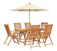 vidaXL Conjunto de Comedor Exterior con Parasol 8 uds.