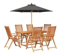 vidaXL Conjunto de Comedor Exterior con Parasol 8 uds.