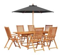 vidaXL Conjunto de Comedor Exterior con Parasol 8 uds.
