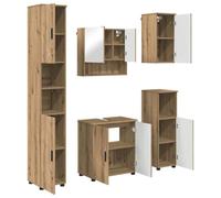 vidaXL Conjunto de gabinete de baño de Pared, una solución Moderna con Espejo Rectangular para Interiores, Mueble Minimalista y Unidad contemporánea Que Ahorra Espacio