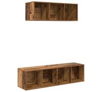 vidaXL Conjunto de gabinete para TV, montado en la Pared y de Madera Envejecida. Mide 37 x 142.5 cm, con un diseño Modular, en Color marrón. Ideal para Ahorrar Espacio y darle un Toque Moderno a tu s