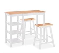 vidaXL Conjunto de Mesa Alta de Cocina 3 Piezas MDF Blanco
