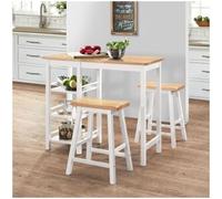 vidaxl Conjunto de mesa alta de cocina 3 piezas MDF blanco