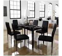 vidaxl Conjunto de mesa de comedor siete piezas negro
