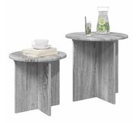 vidaXL Conjunto de mesas auxiliares 2 pcs Gris Sonoma, Sala de Estar, Mesa Lateral Moderna, Redonda compacta, Muebles funcionales, decoración Interior, Minimalista, Madera elaborada