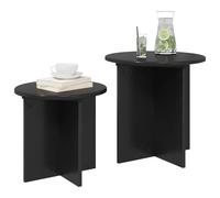 vidaXL Conjunto de mesas auxiliares 2 pcs Roble Negro, Sala de Estar, Mesa Lateral Moderna, Redonda compacta, Muebles funcionales, decoración Interior, Minimalista, Madera elaborada
