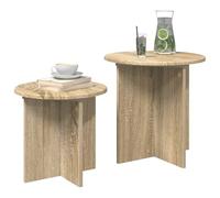 vidaXL Conjunto de mesas auxiliares 2 pcs Roble Sonoma, Sala de Estar, Mesa Lateral Moderna, Redonda compacta, Muebles funcionales, decoración Interior, Minimalista, Madera elaborada