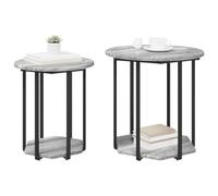 vidaXL Conjunto de mesas auxiliares 2 uds. Gris 50 x 50 x 50,5 cm | Tiene una superficie grande y un estante para guardar tus cosas, desde libros hasta adornos No solo es práctica,