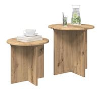 vidaXL Conjunto de mesas auxiliares 2 pcs Roble Artesanal, Sala de Estar, Mesa Lateral Moderna, Redonda compacta, Muebles funcionales, decoración Interior, Minimalista, Madera elaborada