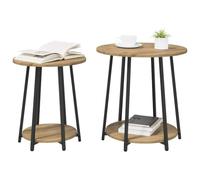 vidaXL Conjunto de mesas auxiliares 2 pcs Roble Artisan y Negro, Mesa Auxiliar Redonda Moderna, Juego Compacto para Sala, Muebles urbanos, duraderos y con Estilo