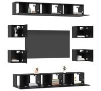 vidaXL Conjunto de Mueble de TV 10 pcs 180 x 30 x 30 cm Roble Negro, Muebles Modernos para Sala, Soporte TV Rectangular, Almacenamiento en Pared, diseño Funcional, Madera ingenierizada