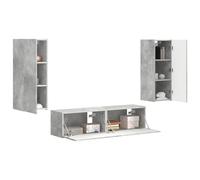 vidaXL Conjunto de Mueble de TV 2 pcs Gris Concreto, Sala de Estar, Diseño contemporáneo, Gabinete Minimalista, Muebles Que ahorran Espacio, Almacenamiento montado en la Pared, Unidad para Medios