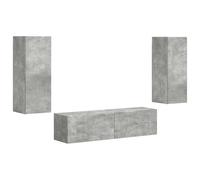 vidaXL Conjunto de Mueble de TV 2 pcs Gris Concreto, Sala de Estar, Diseño contemporáneo, Gabinete Minimalista, Muebles Que ahorran Espacio, Almacenamiento montado en la Pared, Unidad para Medios