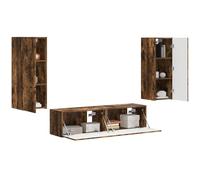vidaXL Conjunto de Mueble de TV 2 pcs Roble Ahumado, Sala de Estar, Diseño contemporáneo, Gabinete Minimalista, Muebles Que ahorran Espacio, Almacenamiento montado en la Pared, Unidad para Medios