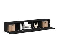 vidaXL Unidad de entretenimiento negra moderna | Soporte de TV con acabado mate | Gran almacenamiento de medios para sala de estar | 4 puertas 2 estantes integrados