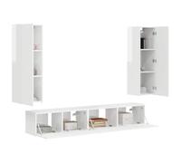 vidaXL Conjunto mueble TV 3 piezas – Brillante, madera de ingeniería, moderno, con estante de pared