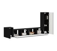 vidaXL Conjunto de Mueble de TV 3 pcs Negro Madera de ingeniería, Sala de Estar, Mueble Moderno Rectangular para TV, Almacenamiento eficiente, Estantes funcionales en la Pared, Consola Modular con es