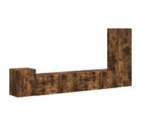 vidaXL Conjunto de Mueble de TV 3 pcs Roble Ahumado, Sala de Estar, Mueble Moderno Rectangular para TV, Almacenamiento eficiente, Estantes funcionales en la Pared, Consola Modular con Estilo