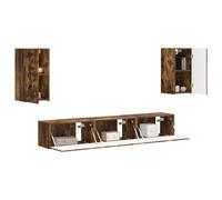 vidaXL Conjunto de Mueble de TV 3 pcs Roble Ahumado, Sala de Estar, solución Moderna de Almacenamiento, Soporte Rectangular para TV, Unidad de Entretenimiento compacta