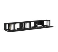 vidaXL Soporte de TV Elegante de Madera Negra Con 9 Armarios Para Muebles de Sala, Acabado Mate, Uso Interior, Centro de Entretenimiento Compacto, Estante Contemporáneo