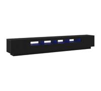 vidaXL Conjunto de Mueble de TV 3 uds. Negro Madera de ingeniería | Tiene un aspecto negro de roble que se ve elegante, Viene con estantes y puertas correderas, Incluye un puerto USB muy útil