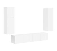 vidaXL Conjunto de Mueble de TV 4 pcs Brillante Madera de ingeniería, Muebles Modernos para Sala de Estar, Centro de Entretenimiento rectángulo, Armario montado en la Pared Elegante, Unidad de almace