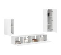 vidaXL Conjunto de Mueble de TV 3 pcs Brillante Madera de ingeniería, Soluciones de Almacenamiento para Sala, Moderno gabinete Flotante, Estante Rectangular, Organizador Multimedia