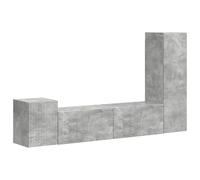vidaXL Conjunto de Mueble de TV 4 pcs Gris Concreto, Mueble para TV Rectangular, Almacenamiento Moderno, montado en Pared, Unidad compacta y eficiente, Organiza tu Espacio
