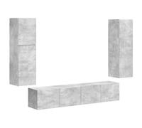 vidaXL Conjunto de Mueble de TV 4 pcs Gris Concreto, Muebles Modernos para Sala de Estar, Centro de Entretenimiento rectángulo, Armario montado en la Pared Elegante, Unidad de Almacenamiento Funciona