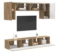 vidaXL Conjunto de Mueble de TV 4 pcs Gris Concreto, Sala de Estar, Muebles Modernos, Conjunto de gabinetes para TV Rectangular, Unidad de Entretenimiento, Almacenamiento montado en la Pared, Estante