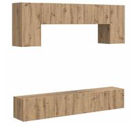vidaXL Conjunto de Mueble de TV 4 pcs Negro Madera contrachapada, Sala de Estar, Muebles Modernos, Conjunto de gabinetes para TV Rectangular, Unidad de Entretenimiento, Almacenamiento montado en la p