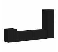 vidaXL Conjunto de Mueble de TV 4 pcs Negro Madera de ingeniería, Mueble para TV Rectangular, Almacenamiento Moderno, montado en Pared, Unidad compacta y eficiente, Organiza tu Espacio