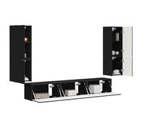 vidaXL Conjunto de Mueble de TV 4 pcs Negro Madera de ingeniería, Sala de Estar, Rectangular, diseño Moderno con Muebles Elegantes y decoración acogedora para el hogar