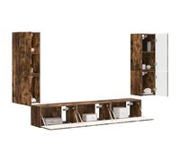 vidaXL Conjunto de Mueble de TV 4 pcs Roble Ahumado, Sala de Estar, Rectangular, diseño Moderno con Muebles Elegantes y decoración acogedora para el hogar