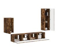 vidaXL Conjunto de Mueble de TV 3 pcs Roble Ahumado, Soluciones de Almacenamiento para Sala, Moderno gabinete Flotante, Estante Rectangular, Organizador Multimedia