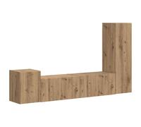 vidaXL Conjunto de Mueble de TV 4 pcs Roble Artesanal, Mueble para TV Rectangular, Almacenamiento Moderno, montado en Pared, Unidad compacta y eficiente, Organiza tu Espacio