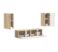 vidaXL Conjunto de Mueble de TV 4 pcs Roble Sonoma, Muebles Modernos, decoración Elegante, Almacenamiento Funcional para la Sala de Estar, Centro de Entretenimiento versátil, diseño práctico