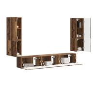 vidaXL Conjunto de Mueble de TV Montaje en la Pared 4 pcs Madera Vieja, Sala de Estar, Rectangular, diseño Moderno con Muebles Elegantes y decoración acogedora para el hogar