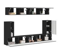 vidaXL Conjunto de Mueble de TV 5 pcs Negro Madera de ingeniería, Sala de Estar, Conjunto de Muebles para televisión Moderno, Diseño Rectangular, Unidad montada en la Pared, Estanterías funcionales,