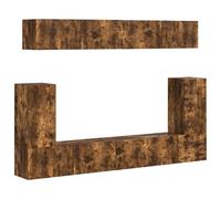 vidaXL Conjunto de Mueble de TV 5 pcs Roble Ahumado, Sala de Estar, Conjunto de Muebles para televisión Moderno, Diseño Rectangular, Unidad montada en la Pared, Estanterías funcionales, Soluciones de