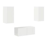 vidaXL Conjunto de Mueble de TV 6 pcs Brillante Madera de ingeniería, Muebles Modernos para Sala de Estar, Soporte de TV Rectangular, Centro de Entretenimiento montado en la Pared, Mesa de Consola mu