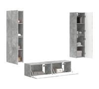 vidaXL 3 piezas de hormigón gris, muebles para sala de estar, conjunto modular, centro de entretenimiento, solución de almacenamiento, multiusos, estantes y cajones