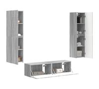 vidaXL 3pcs Sonoma Gris Muebles de Sala de Estar Conjunto Modular Centro de Entretenimiento Solución de Almacenamiento Multiusos Estantes y Cajones