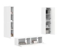 vidaXL 3pcs Blanco Muebles de Sala de Estar Conjunto Modular Centro de Entretenimiento Solución de Almacenamiento Multiusos Estantes y Cajones