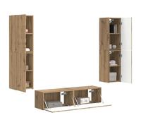 vidaXL 3pcs Artisan-Roble Muebles de Salón Conjunto Modular Centro de Entretenimiento Solución de Almacenamiento Multiusos Estantes y Cajones