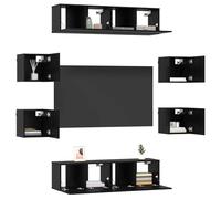 vidaXL Conjunto de Mueble de TV 8 pcs 120 x 30 x 30 cm Roble Negro, Muebles Modernos para Sala, Soporte TV Rectangular, Almacenamiento en Pared, diseño Funcional, Madera ingenierizada