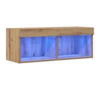 vidaXL Conjunto de Mueble de TV 80 x 30 x 30 cm Roble Artisan | Tiene luces LED para que destaque, Queda bien en cualquier sala de estar, Dos cajones para guardar tus cosas