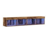 vidaXL Conjunto mueble TV 2 piezas Madera Vieja 80 x 30 x 30 cm montado en pared con luz LED