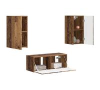 vidaXL Conjunto de Mueble de TV Montaje en la Pared 2 pcs Madera Vieja, Conjunto de Gabinete de TV Moderno Rectangular, Unidad Montada en la Pared Que Ahorra Espacio, Solución de Almacenamiento Elega