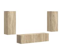 vidaXL Conjunto de Mueble de TV Montaje en la Pared 2 pcs Roble Sonoma, Sala de Estar, Diseño contemporáneo, Gabinete Minimalista, Muebles Que ahorran Espacio, Almacenamiento montado en la Pared, Uni